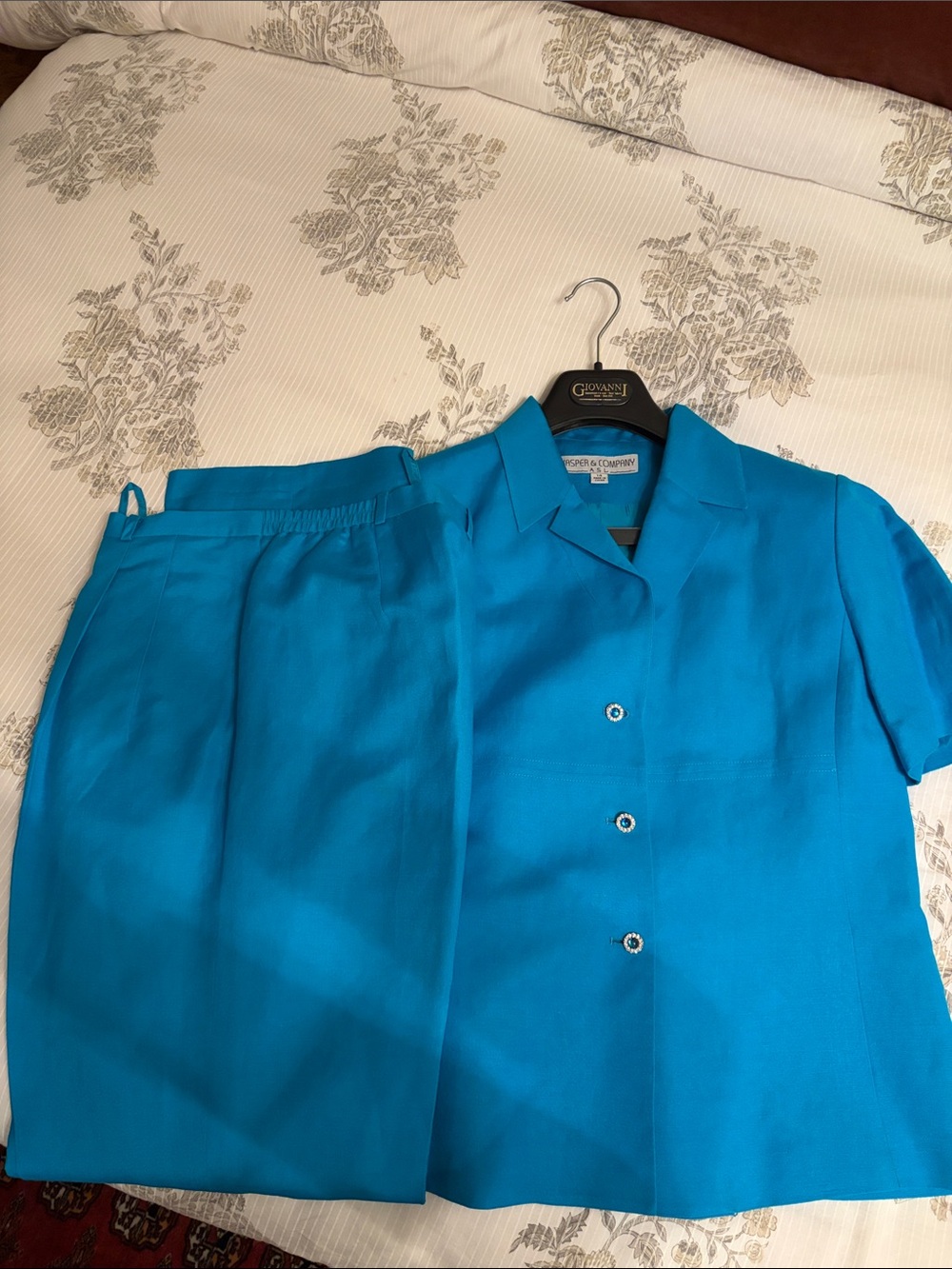 Turquoise Two-Piece Top and Pants Set